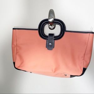 Maxx New York Orange Tote Black Leather Trim